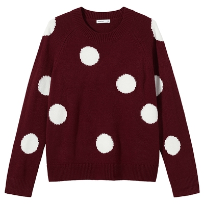 热风2025年女士宽松波点针织衫