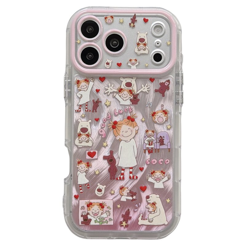 jze 奶油羽纱卡通可爱coco酱女孩适用苹果17ProMax手机壳iphone16pro新款17小众15pro超好看14全包防摔手机套