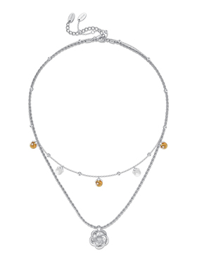 CINNLER蕾丝山茶花水晶双层项链
