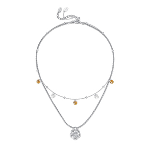 CINNLER「白山茶的香颂曲」蕾丝山茶花水晶锁骨链双层叠戴项链