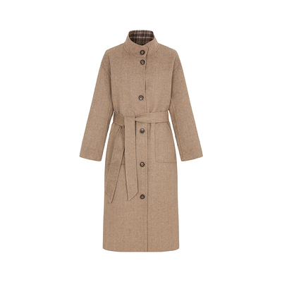 dorydory 两穿格纹双面羊毛呢外套复古高级感秋冬新款复古大衣女