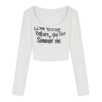 XXBUNI 爵士跳舞Jazz上衣女辣妹红色长袖女短款修身露脐上衣ins潮