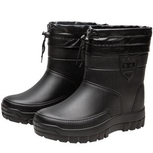 冬季加绒雨鞋男中筒雨靴轻便防滑加厚水鞋大码保暖胶鞋防水工作鞋