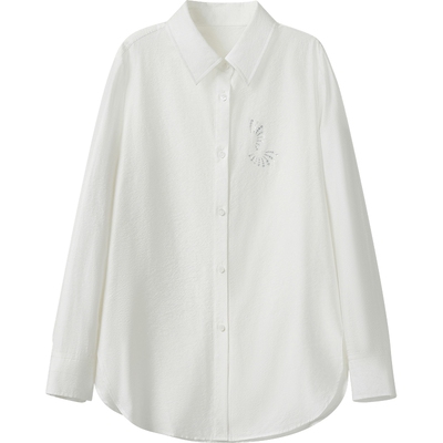 播商场同款简约宽松法式衬衫女春秋新款打底上衣BDS1CD1342