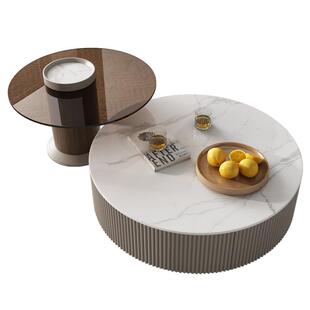 帕沙曼 轻奢茶几客厅简约岩板大小圆茶桌网红高级感咖啡桌组合