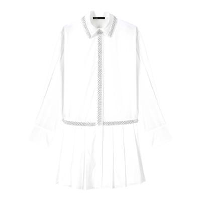 Maje白色珠饰短款衬衫裙连衣裙