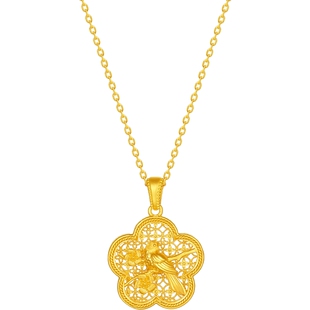 周六福黄金足金吊坠计价古法见宝非遗 木雕系列节日礼物