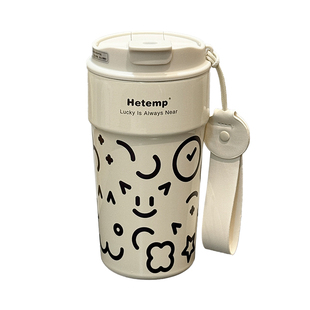 恒度新款简约情侣咖啡杯便携随行保温杯高颜值陶瓷内胆水杯吸管杯