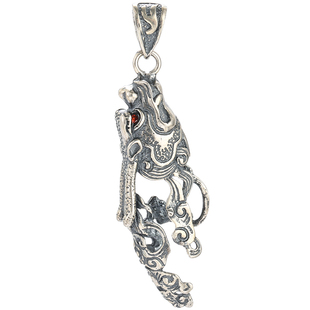 纯银狼牙吊坠扣头diy配件 镶嵌黑狗牙藏獒包边防裂银扣吊坠扣空托