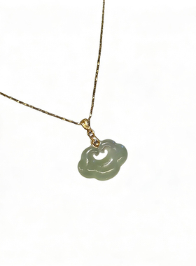 天然和田玉925银镀金锁骨链女