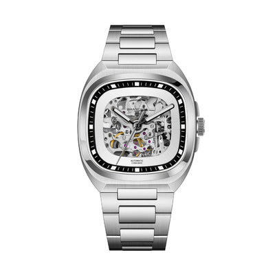 2025新款上海手表百变小方表机械镂空全自动夜光防水腕表