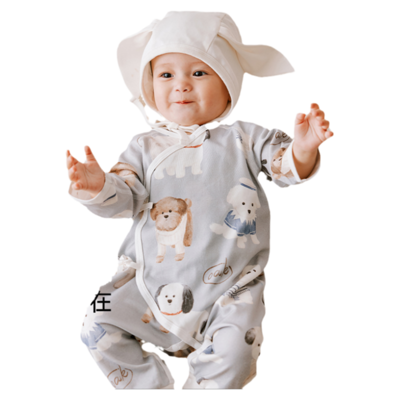 Oak Family春秋款新生儿和式连体衣纯棉宝宝百天周岁爬服婴儿衣服