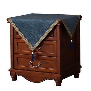 轻奢优雅厚重床头柜桌布中式正方形布艺冰箱盖布桌旗茶几防尘盖巾