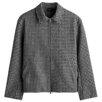 HM男装夹克春季翻折领常规版型毡化外套式衬衫1296168