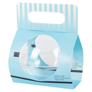 网红水晶甜品手提慕斯球水果捞蛋糕打包盒子透明球形波奇饭包装盒