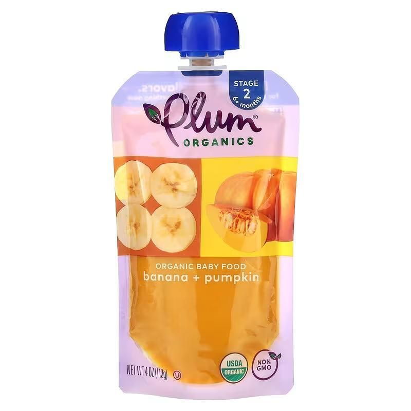 Plum Organics 有机6月+婴儿香蕉南瓜果泥113g宝宝营养辅食零食版