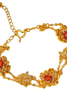 时尚锦绣团花仿红色宝石手链