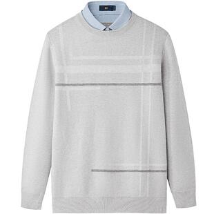 HLA/海澜之家保暖双领针织衫秋冬时尚抗静电包芯纱假两件上衣男