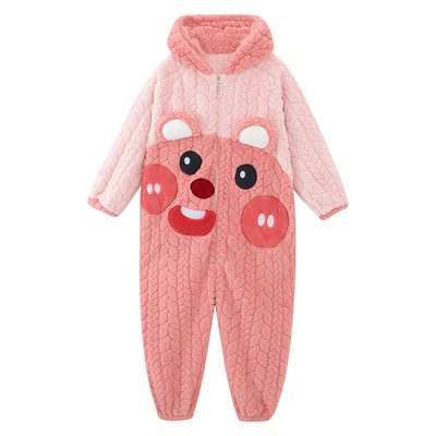 儿童连体睡衣加厚女童防踢被睡袋