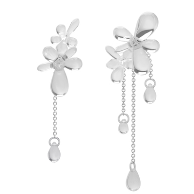 BING超仙花朵不对称流苏耳环女