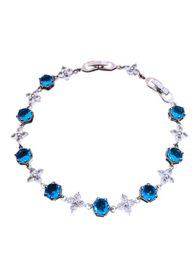 锆石四瓣花卡扣手链满钻轻奢风时尚气质手环精致百搭简约小众手饰