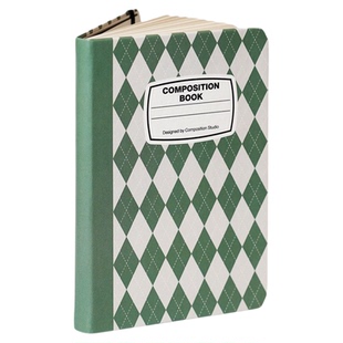 韩国composition复古菱形格纹空白笔记本A5/A6绑带硬面手账记事本