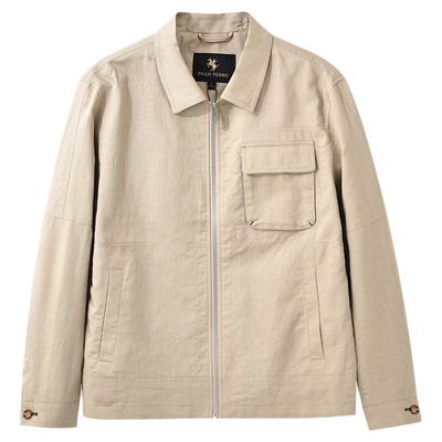 保罗彼得2026春季新款男士棉麻夹克透气休闲翻领短外套YCFAJ00550