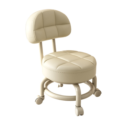 万向轮小凳子滑轮矮凳家用换鞋凳儿童靠背椅子客厅圆凳软包小板凳