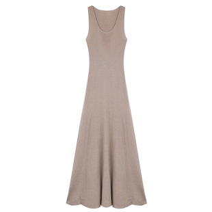 SourceWithU落日漫步 复古温柔桑蚕丝羊毛勃艮第红针织背心裙披肩