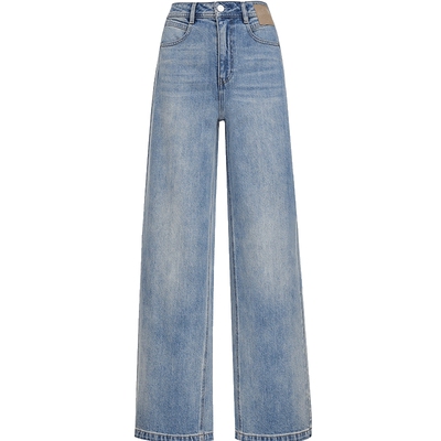 ONLY复古水洗高腰宽松直筒牛仔裤