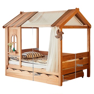 喜力美儿童帐篷床室内1米2实木床树屋床男孩单人房子床护栏公主床