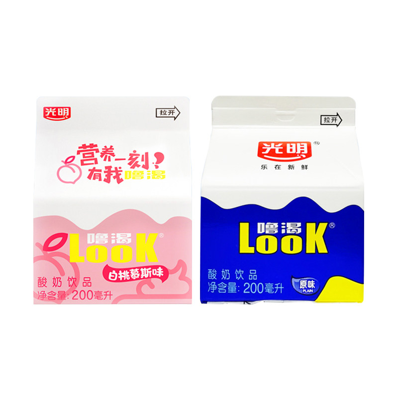光明酸奶LOOK噜渴200ml益生菌风味早餐酸牛奶整箱盒装原味白桃味_虎窝淘