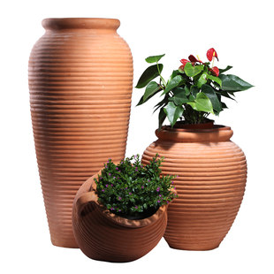 【特价包邮】清仓园林景观红陶花盆庭院落地红泥粗陶别墅大红陶罐