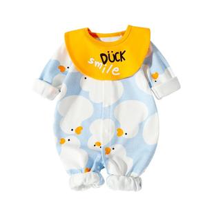 婴儿连体衣春秋款纯棉新生儿满月哈衣男婴幼儿爬服女宝宝开春衣服