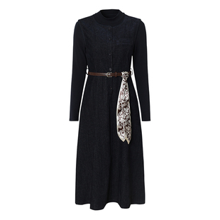 海青蓝 秋季套装女装2025年新款针织打底衫中长款连衣裙两件套