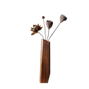 新中式烧桐木实木花瓶干花装饰摆件中式客厅桌面茶桌禅意花器插花