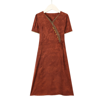 妈妈装夏装短袖时尚国风连衣裙女