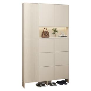 奶油风超薄款家用门口入户玄关柜一体定制翻斗极窄高鞋柜2025爆款