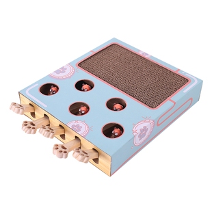 元気喵丨猫抓板窝猫窝一体纸箱瓦楞纸磨爪立式打地鼠猫咪玩具用品