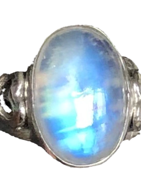 天然月光石月长石戒指戒面蓝光