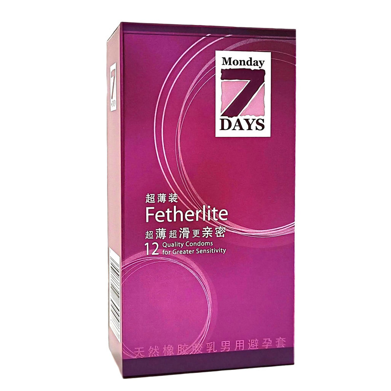 7D超薄超滑光面型避孕套正品安全套男用中号天然橡胶胶乳12只装