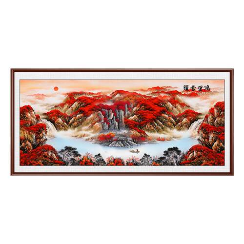 新品鸿运当头十字绣2025年新款线绣客厅高级感大幅风景山水画刺绣