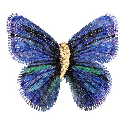 中国风极光渐变蓝紫刺绣蝴蝶胸针