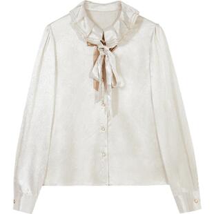 Oece复古设计感衬衫新款女装甜美小众衬衣春秋气质上衣