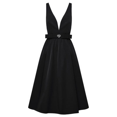 糖力性感深V礼服无袖背带连衣裙