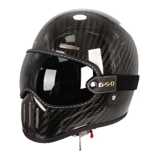 GSD碳纤维复古头盔摩托车全盔男女猪鼻盔小盔体哈雷巡航美式机车
