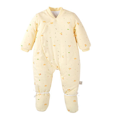 婴儿包脚连体衣秋冬季哈衣加厚宝宝衣服纯棉新生儿保暖棉衣爬爬服