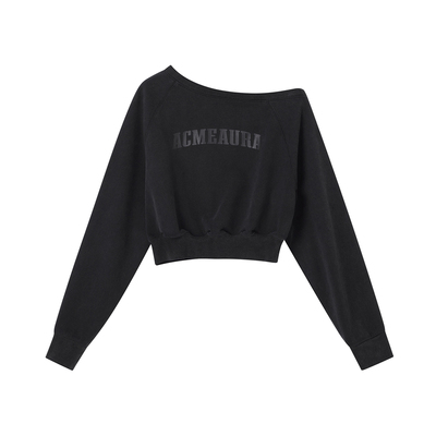 ACMEAURA秋季黑色长袖短款卫衣
