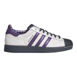 阿迪达斯三叶草男女鞋2026春情人节限定白紫复古贝壳头板鞋KH8023