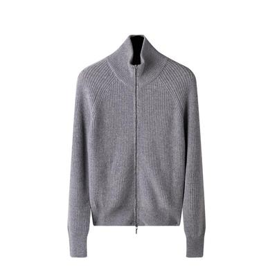 春竹长袖开衫高领简约纯羊绒